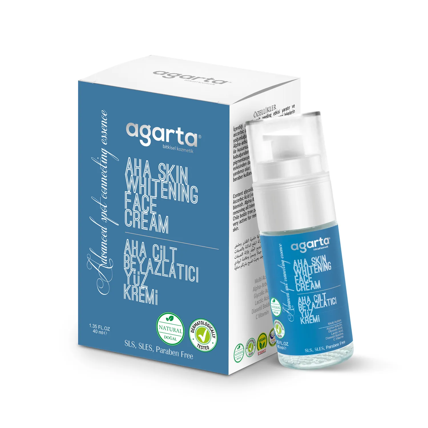 Agarta - AGARTA DOĞAL AHA CİLT BEYAZLATICI YÜZ KREMİ 40 ML