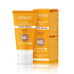 Alldermo - ALLDERMO SPF50+ TINTED MEDIUM GÜNEŞ KORUMA KREM 50ML TÜP