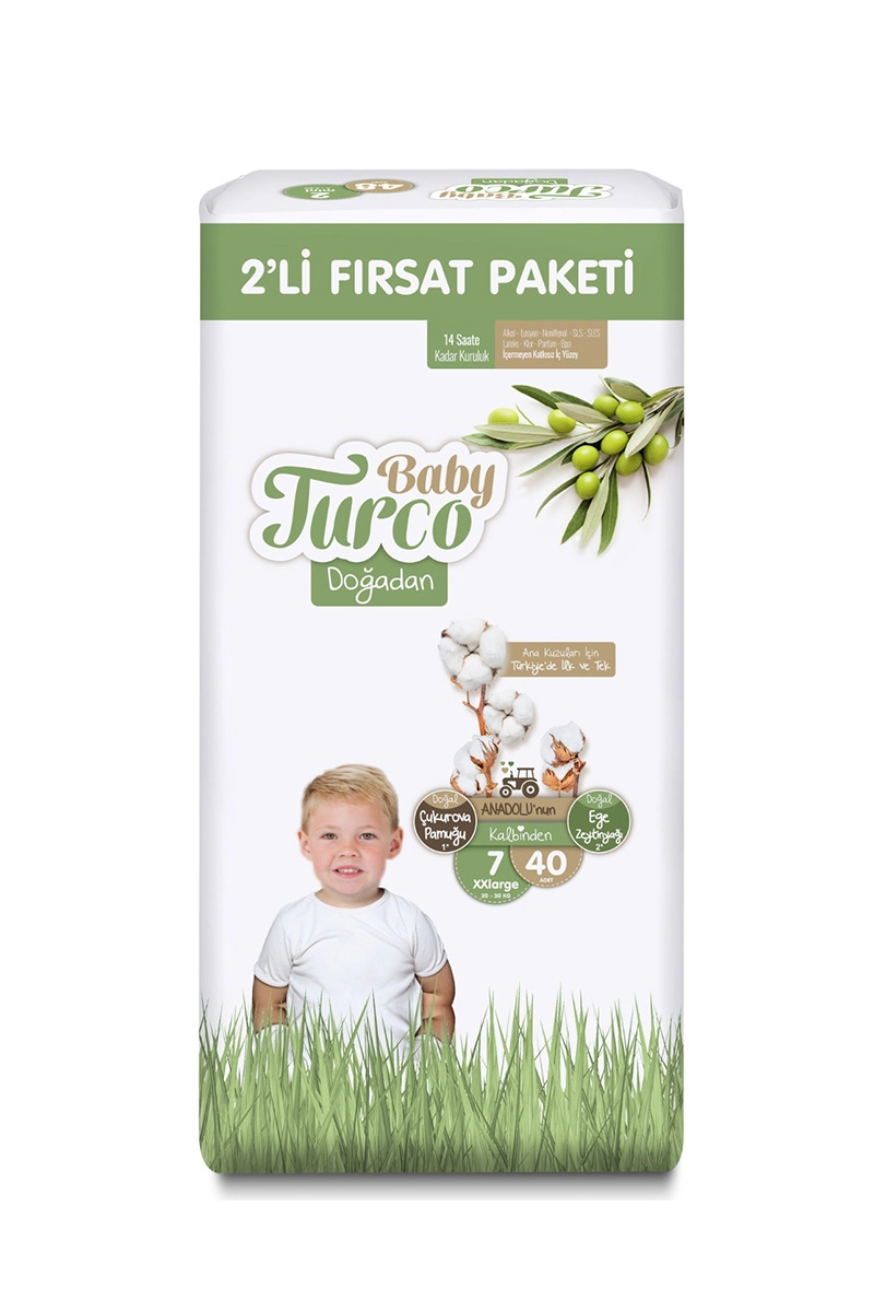 BABY TURCO DOĞADAN CIRTLI BEZ 2Lİ FIRSAT XXL NO:7 40LI 28005881 - 1