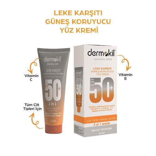DERMOKİL GÜNEŞ KORUYUCU YÜZ KREMİ LEKE KARŞITI 50ML - 2
