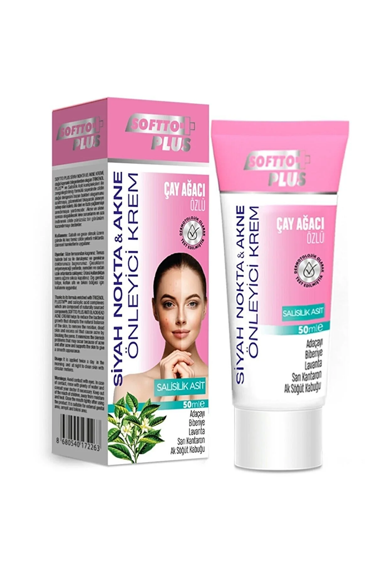 Softto Plus - SOFTTO PLUS ÇAY AĞACI ÖZLÜ AKNE KREMİ 50ML